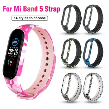 

For Xiaomi Mi Band 5 Band5 Smart Wristband Bracelet Skull Colored Painting Silicone Strap Replacement For Xiomi Xaomi Mi Band 5