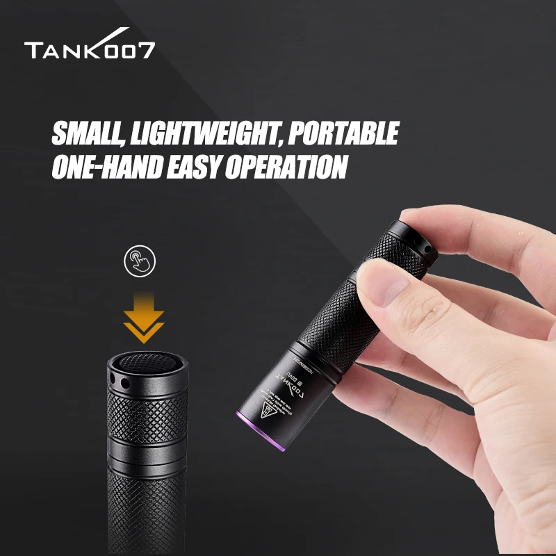 TANK007 UV03 High Power UV 365nm LED Flashlight NDT EDC Portable Blacklight Powerful Torch Detector for Dog Urine Pet Stains UV Flashlight