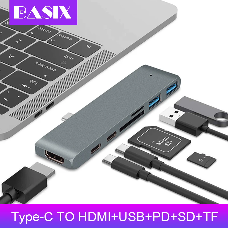 Basix USB C концентратор type-c для нескольких портов USB 3,0 type C адаптер питания USB-C концентратор разветвитель док-станция для Macbook Pro Air USB C HAB