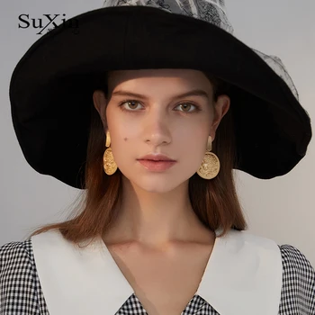 

SuXin 2020 new simple temperament retro queen avatar earrings for women long alloy pendant earrings jewelry gift