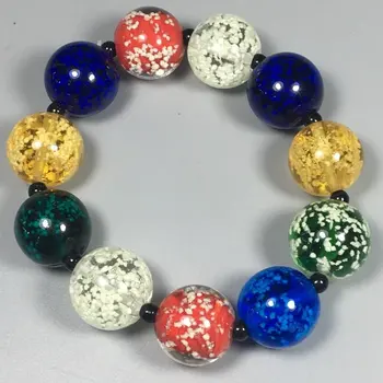 

Ming and Qing Dynasties old colored glaze silk-wrapped bracelet old colored glaze dragonfly eye multi-treasure bracelet dragon