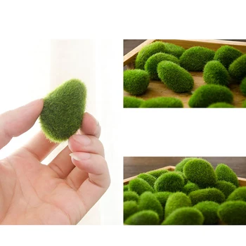 

30pcs Artificial Moss Stones Grass Green Plant Home Garden Decor Landscape Moss Wool Stone For Shop Window Hotel