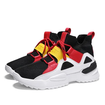 

M- Spring and autumn men's flying woven mesh breathable casual wild color matching lace wear comfortable outdoor street shoes