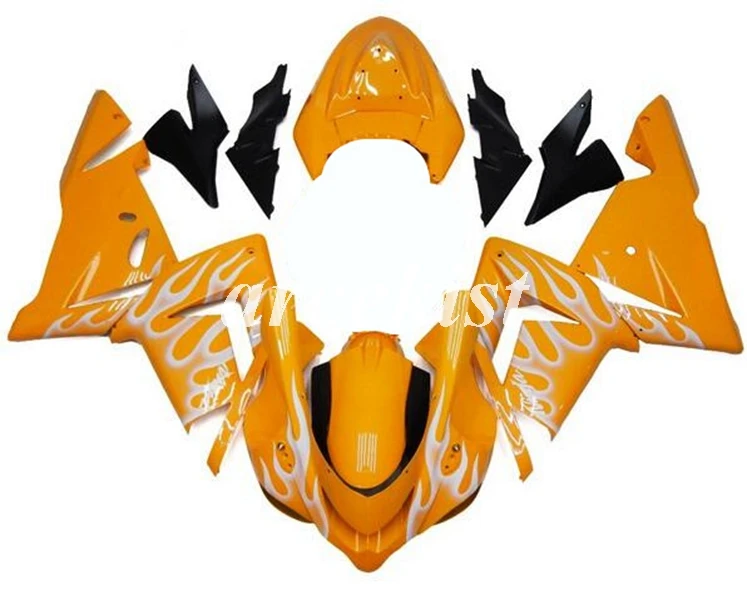 4 подарки ABS мотоцикл Полный обтекатели комплект для Kawasaki Ninja ZX10R 2004 2005 04 05 10R Кузов Набор Оранжевый Белый Пламя