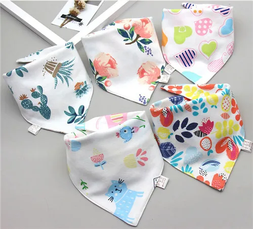 Baby Bibs Triangle Double Cotton Apron Boys Saliva Print Girls Towel 5 Bandana Baby pieces/lot Feeding Cartoon Bibs Cotton Bibs - Цвет: 5