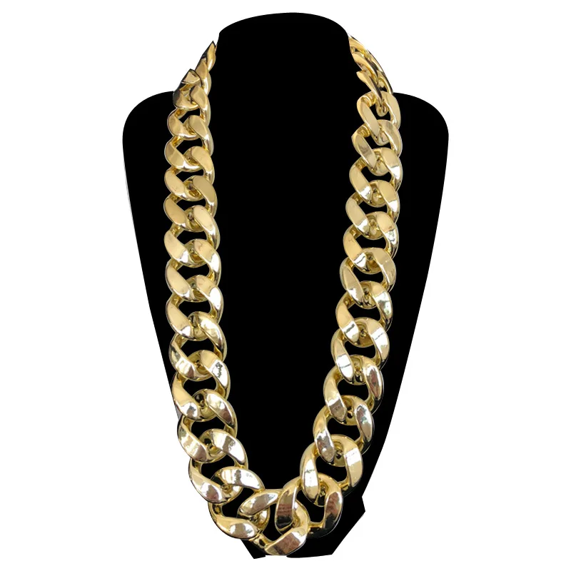 Thick chain necklace, wide large acrylic, CCB material, gold or silver