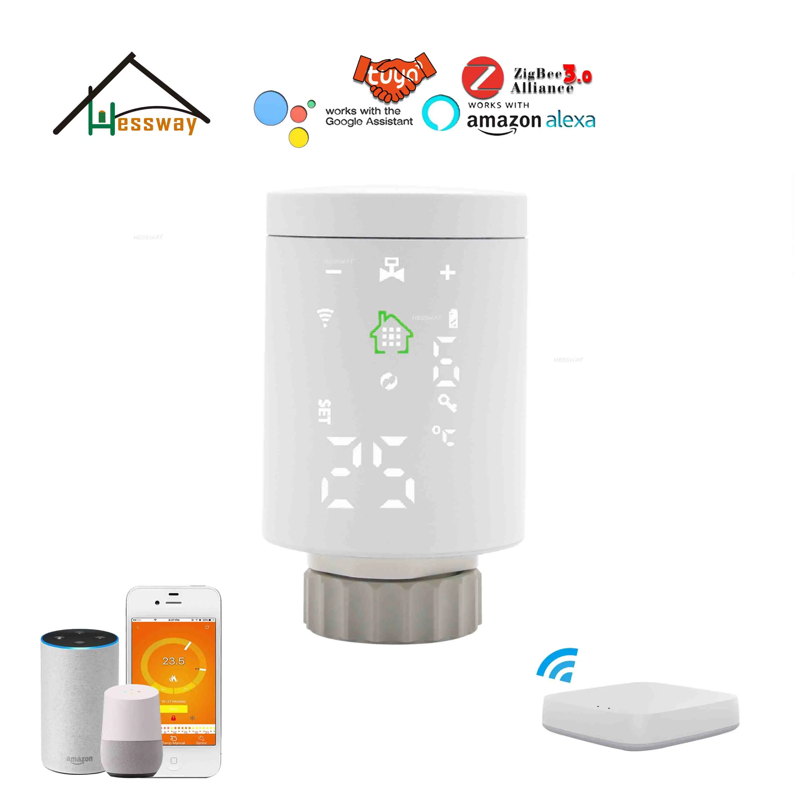 Умный беспроводной термостат HESSWAY IVR tuya smart zigbee для подключения к сети с