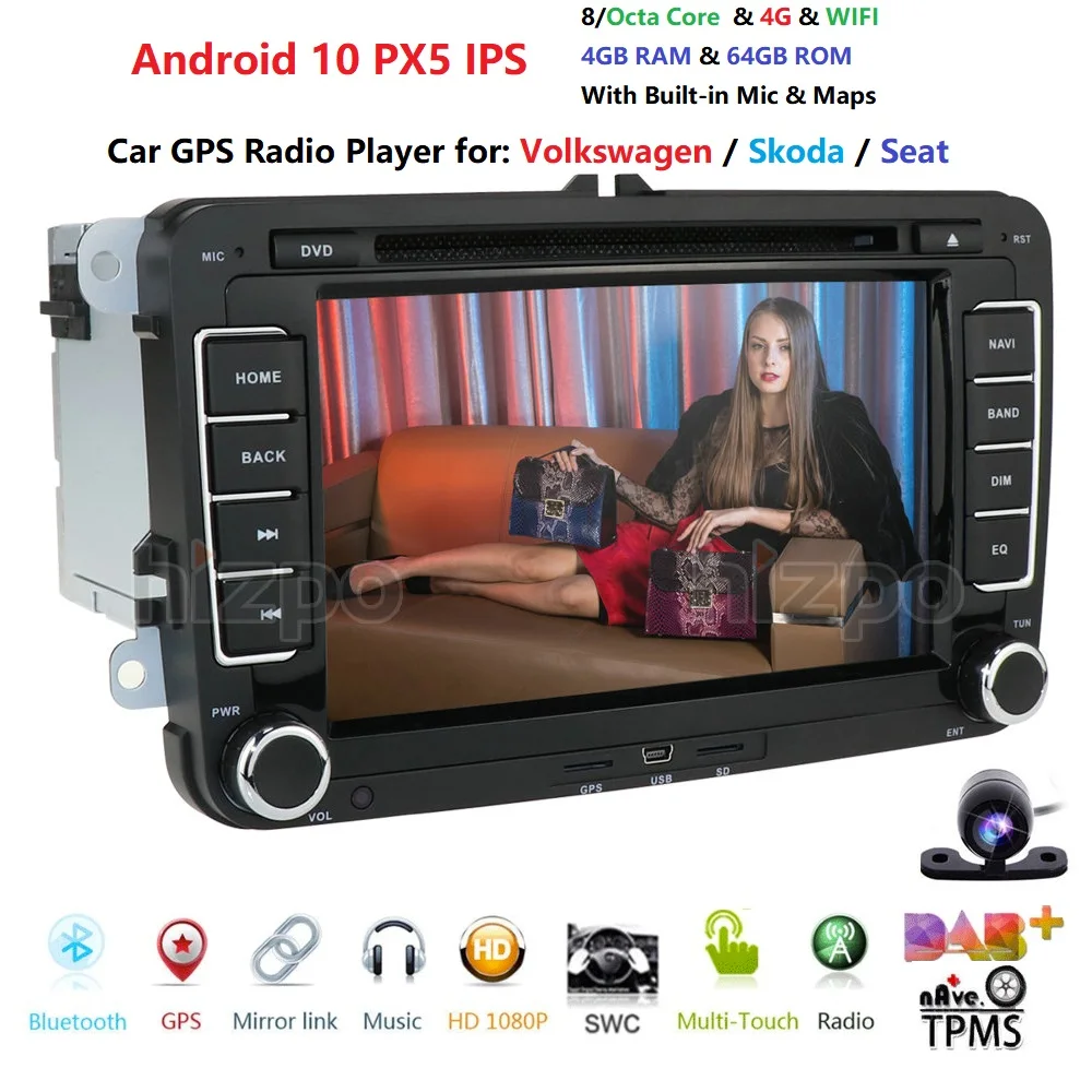 2 din Car Radio Multimedia Player GPS for Volkswagen VW golf passat b6 Touran polo sedan Tiguan jetta Android DVD Octa Core 4+64