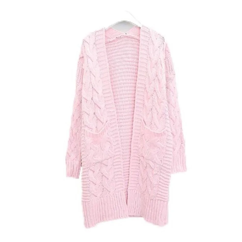 pink Осень-зима, 8 цветов, толстые грубые кардиганы, женский джемпер, свитер, женское теплое пальто, вязаные негабаритные свитера - Цвет: pink