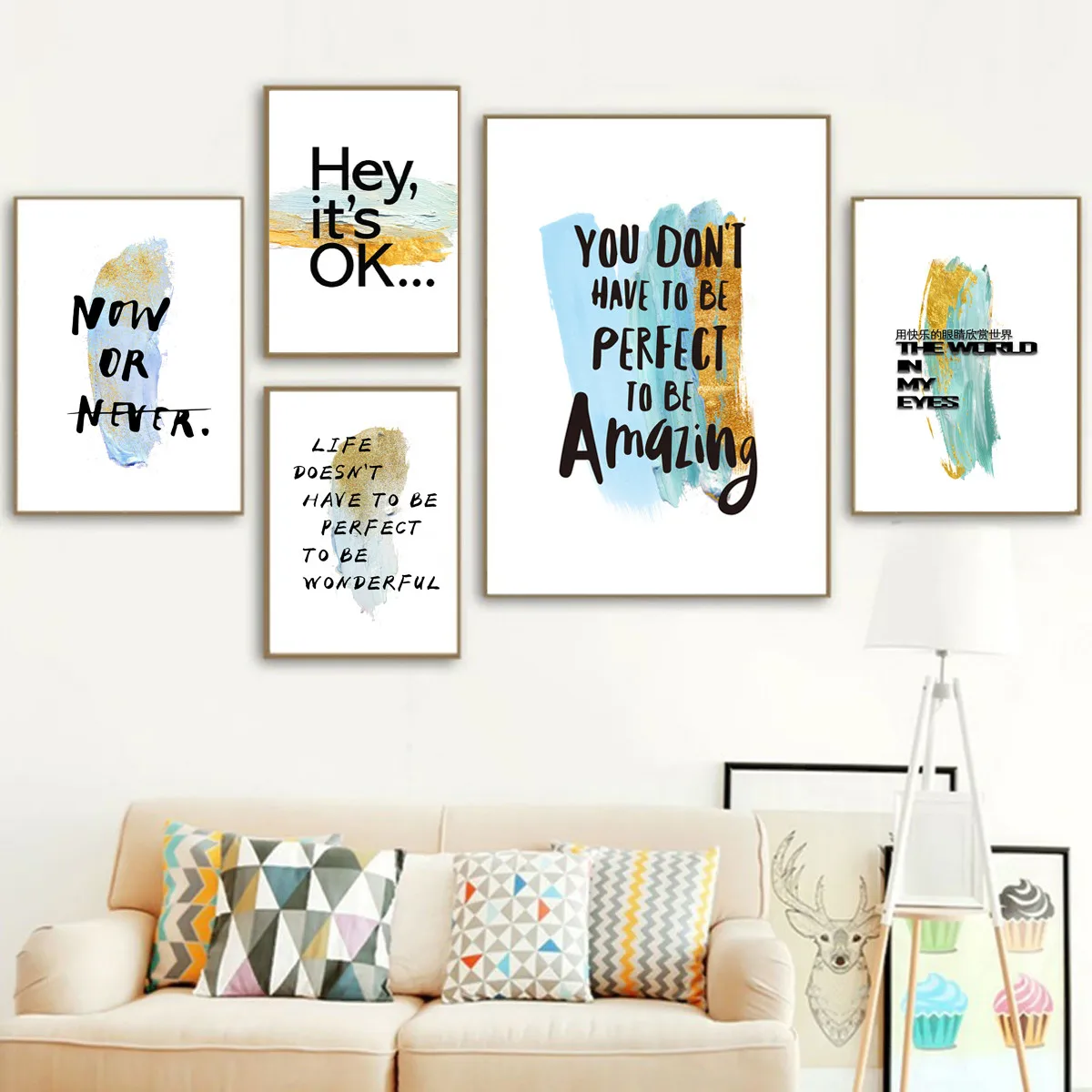 EnglishInspirationalPhrasesSentencesPosterCanvasPrintPainting