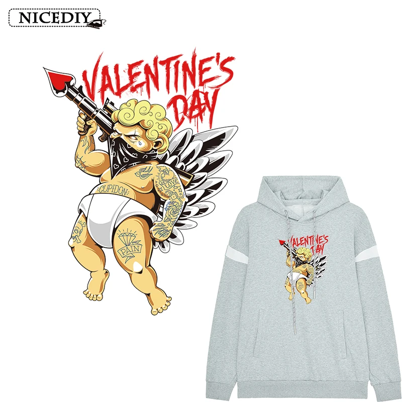 

Nicediy Iron On Transfers For Clothes Fighting Angel Cupid Patches Hippie Heat Transfer Vinyl Sticker Thermal Transfer Applique
