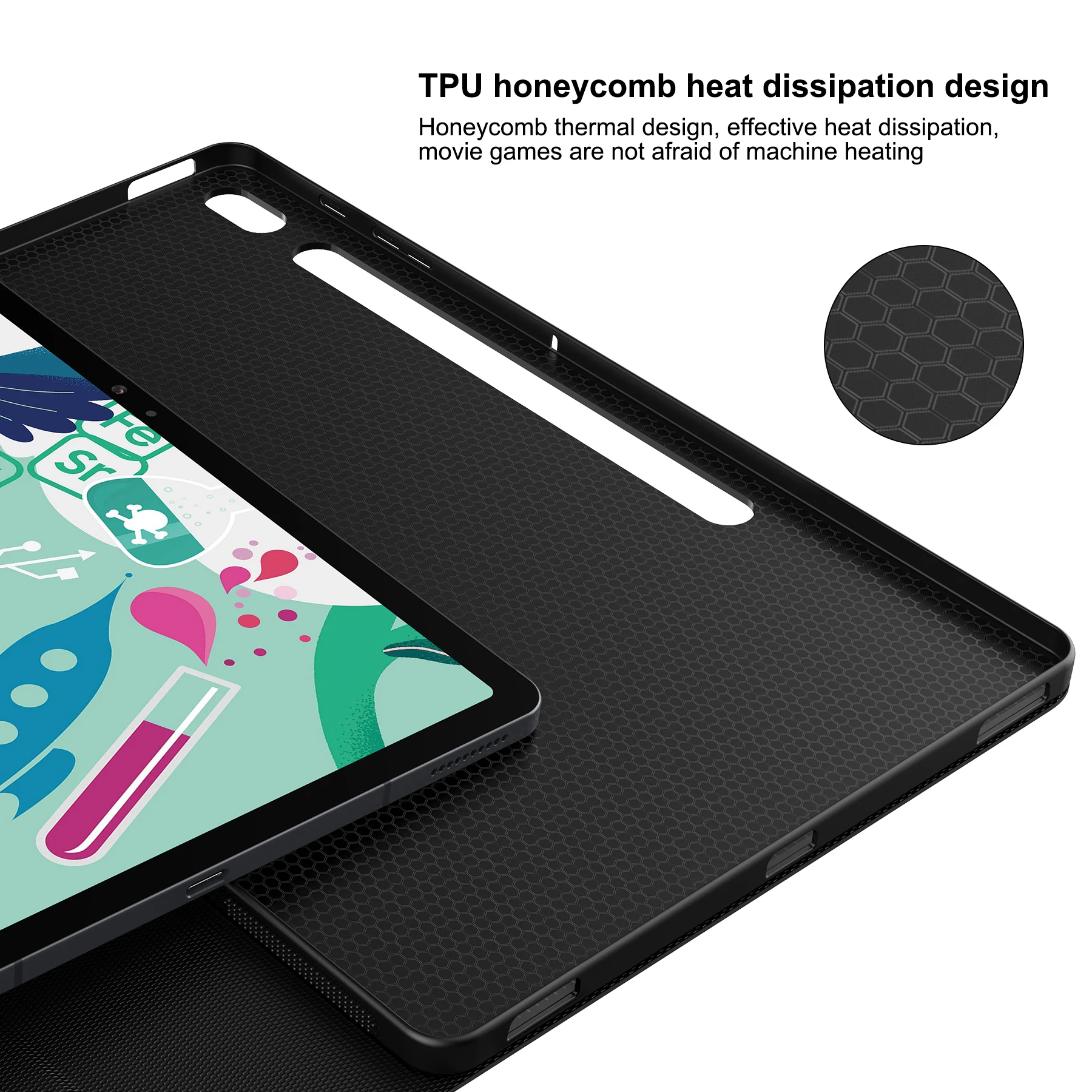 Teclado Retroiluminado para Samsung Galaxy Tab s7 Plus sem Fio Bluetooth Capa de Couro do Plutônio tipo c Teclado para Tab s7 fe s7 Mais Case de - Imagem 5