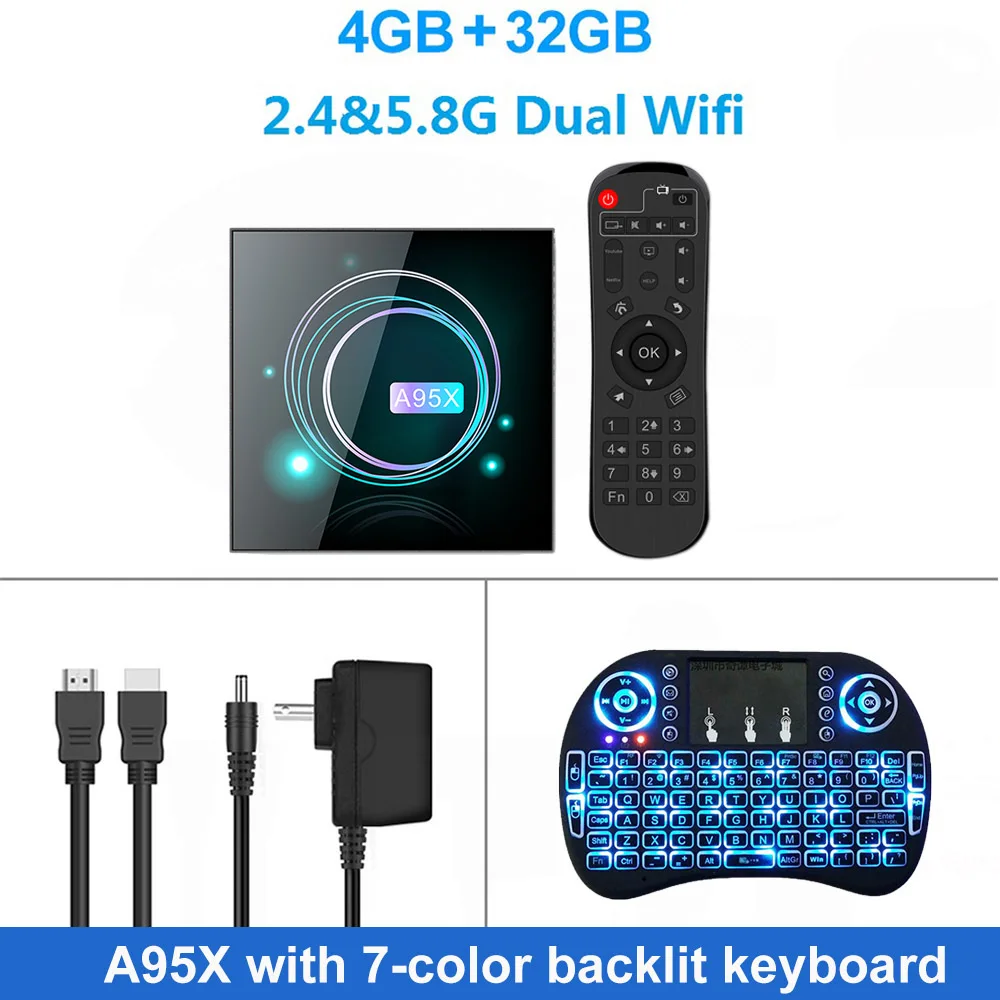 Torntisc A95XF3 тонкий Android 9,0 Smart tv BOX Amlogic S905X3 4 ГБ 32 ГБ 64 Гб 8K HD 2,4/5,0G WiFi Plex медиа-проигрыватель Google tv BOX - Цвет: 4G 32GB Backlight