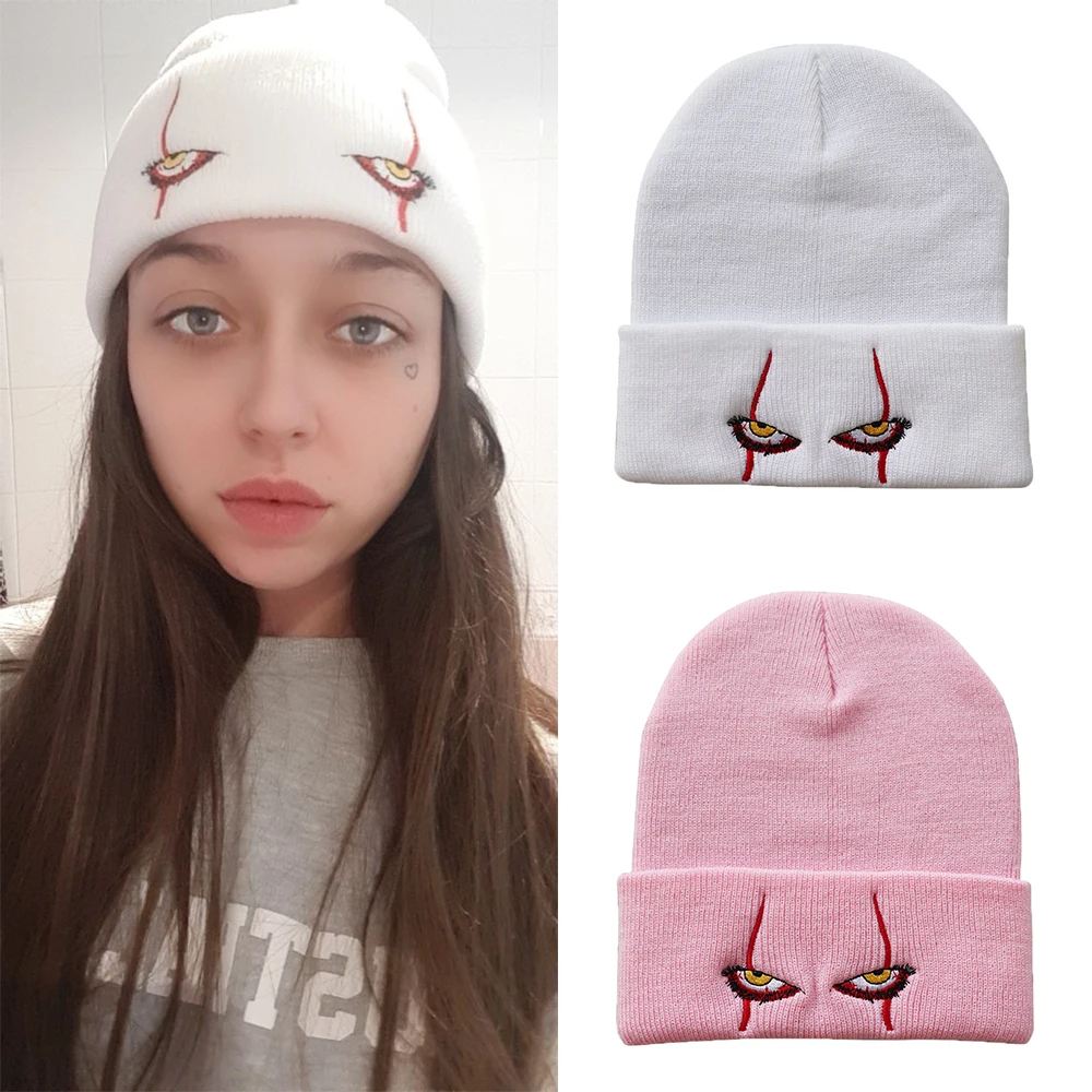 

Pennywise Scary Eyes Beanie Embroidery Knitted Hat Cap Hip Hop Winter Hats Warm Ski Caps For Men Women