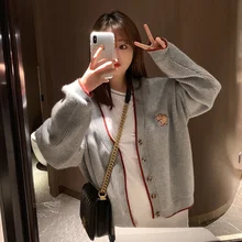 MinuoYi 2019 Autumn Winter Women Button Cardigan Sweater Korean Fashion College Embroidery Sweaters Casual Noodles Knitwear MinuoYi 2019 Autumn Winter Women Button Cardigan Sweater Korean Fashion College Embroidery Sweaters Casual Noodles Knitwear