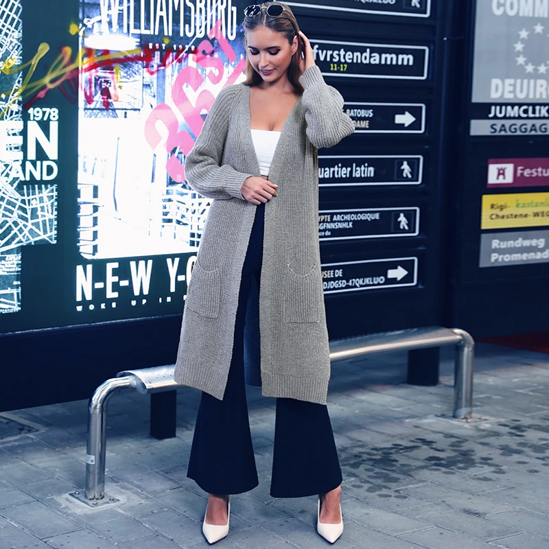 

Sweater Feminino 2019 Explosion Models Europe And The Women's Autumn Street Large Coarse Woven V-neck Cardigan Split Cotton