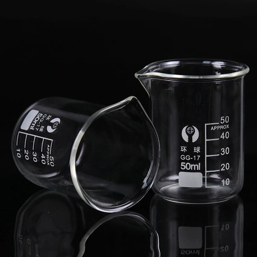 1 шт. прозрачный стакан емкость 50 мл низкий стакан для школьников химия Лаборатория Измерительные Материалы