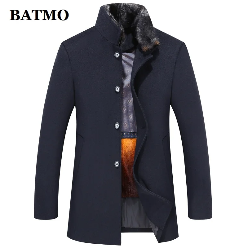 Тёмно-синий BATMO, Новое поступление, зимнее шерстяное пальто высокого качества, повседневный Тренч для мужчин, мужские толстые шерстяные куртки, большие размеры, M-4XL, 867 - Цвет: Тёмно-синий