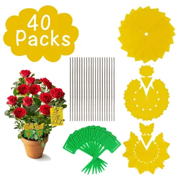 

40Pcs Two-sided Flies Killer Glue Stickers Fly Traps Catchers Insect Killer Garden Pest Control Yellow Sticky Insect Fly Catcher