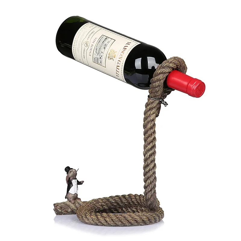 

Wine Stand 3D Suspended Botthle Holder Rope Wine Rack Shelf Home Decoration Bar Wine Rack