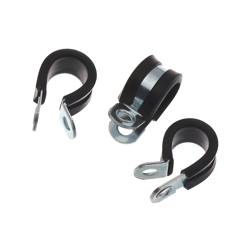 Size : 6mm 10pcs Rubber Lined P Clips Wiring Hose Clamp Pipe Cable Assembly Fix Fasteners Hardware Electric Fittings 