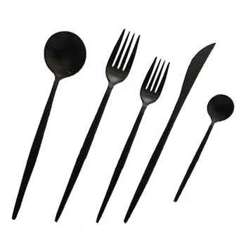 

2018 5pcs/set Stainless Steel Tableware Dinnerware Set Steak Knife Dessert Salad Fork Soup Ladle Cutlery Kitchen Supplies