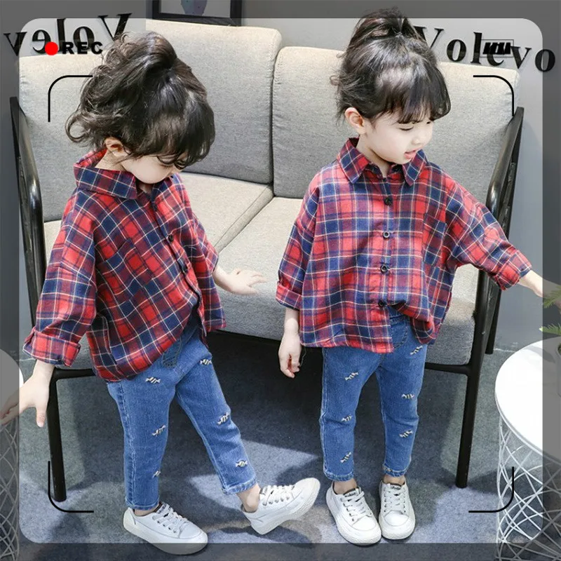 

Girls Autumn Clothing 2019 New Style Western Style 1-Year-Old 3 CHILDREN'S Shirt Long Sleeve Baby Girls Plaid Shirt Spring And A