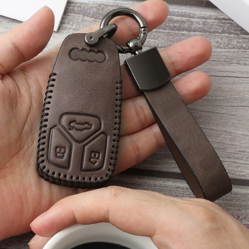 Leather key case For Audi a4l sleeve Fashion tide A1 Q2L Q3 Q7 Q5L A4L A6 A7 s6 Car leather buckle shell upscale | Автомобили и
