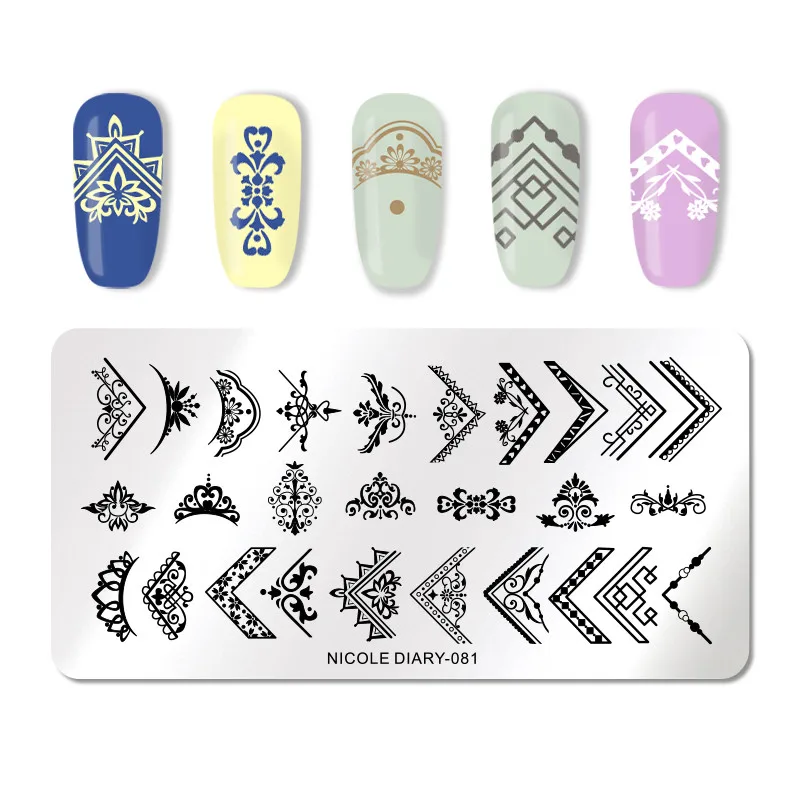 NICOLE дневник Змеиный ногтей штамповки пластины цветок океан слово шаблон для ногтей штамп дизайн ногтей штамп Изображение Шаблон для ногтей - Цвет: ND-81