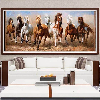 

Modern Canvas Painting Seven White Horses Posters Print Wall Art Picture for Living Room Bedroom Decorative Home Decor Big Size