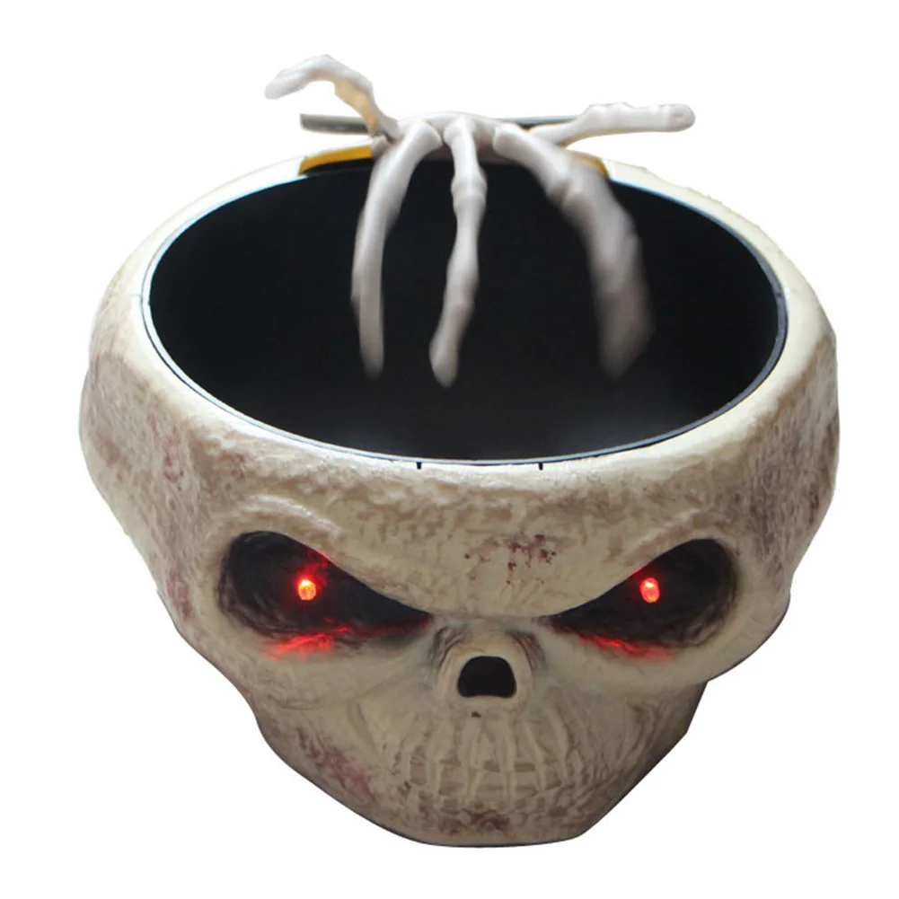 

Funny Horror Organizer Candy Bowl Skeleton Ghost Fruit Plate Skull With Jump Hand Halloween Props Sound Control Interaction