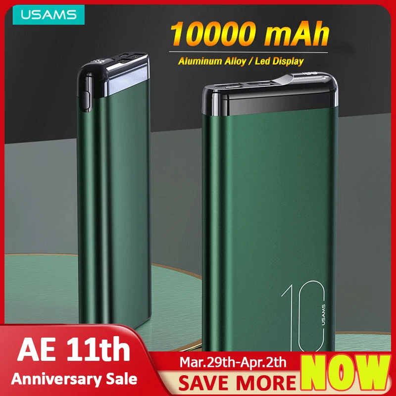  USAMS Power Bank 10000mah мини панель солнечных батарей источник питания батарея банк энергии для Xiaomi Huawei Iphone 12 pro Max 11 8 USB Type C внешний аккумулятор P…