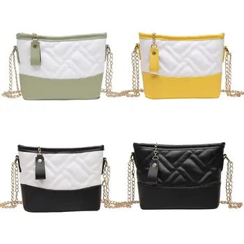 

Hot Sale Shoulder Bags PU Hit Color Chain Crossbody Leather Handbag Zip Purse for Birthday Gift Women Decoration