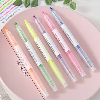 

6 Colors Double Headed Highlighter Pen Fluorescent Marker Art Drawing Stationery R9JA
