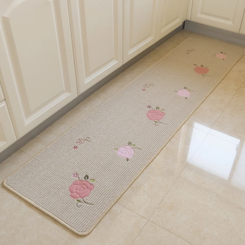 Ручная вышивка кухонный коврик моющиеся входные длинные двери ковер