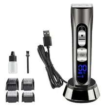 Керамический, титановый сплав лезвие триммер для волос Машинка для стрижки USB перезаряжаемая электрическая бритва борода бритва с ЖК-цифровым дисплеем