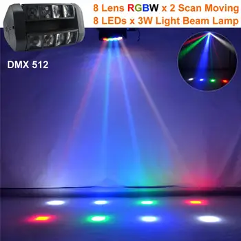 

AUCD 24W 8 Heads RGBW LED Mixing Effect Spider Shake Lamp DMX DJ Home Party Club Show Beam Projector Stage Moving Lighting LE117