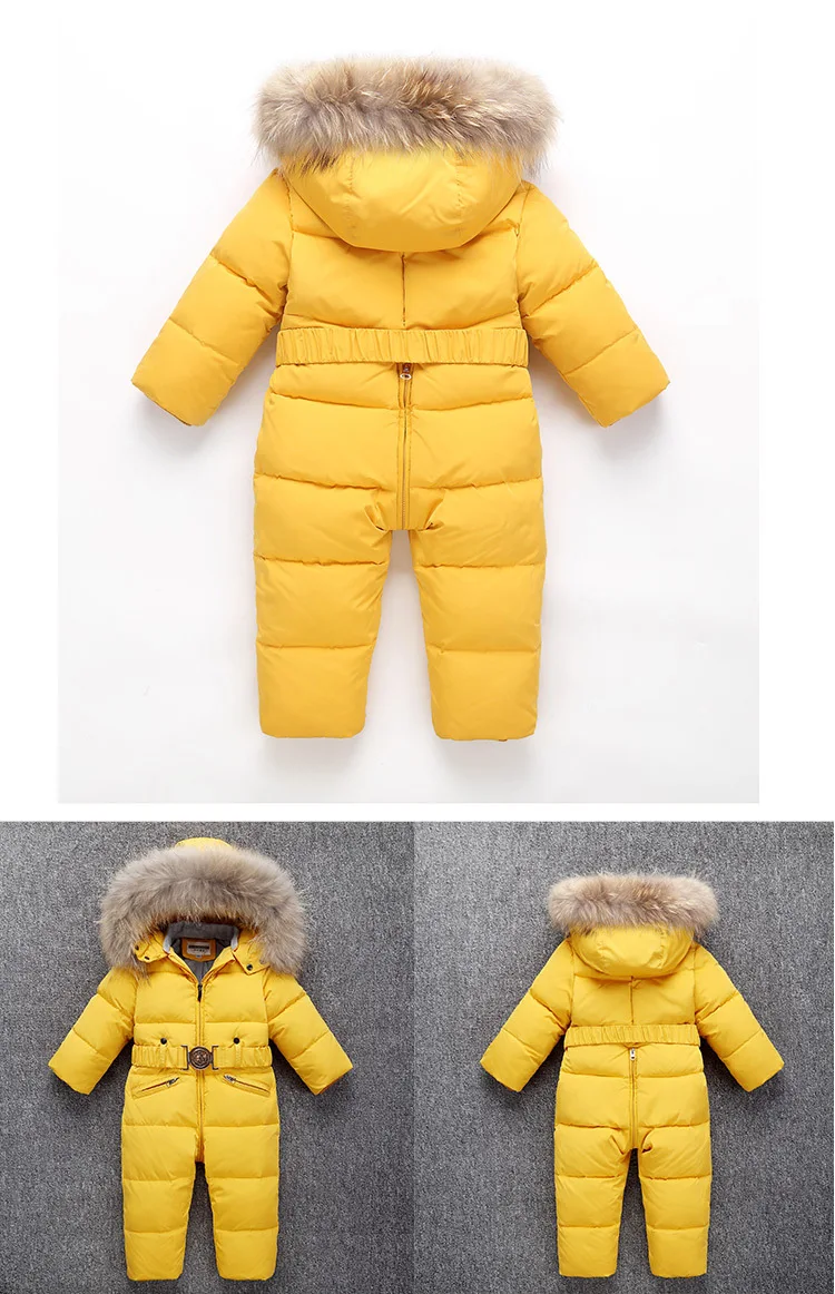 Boys windproof ski down jacket kids Siamese Down Jacket Girls pink jumpsuits Down jacket Baby warmth thick winter long coat