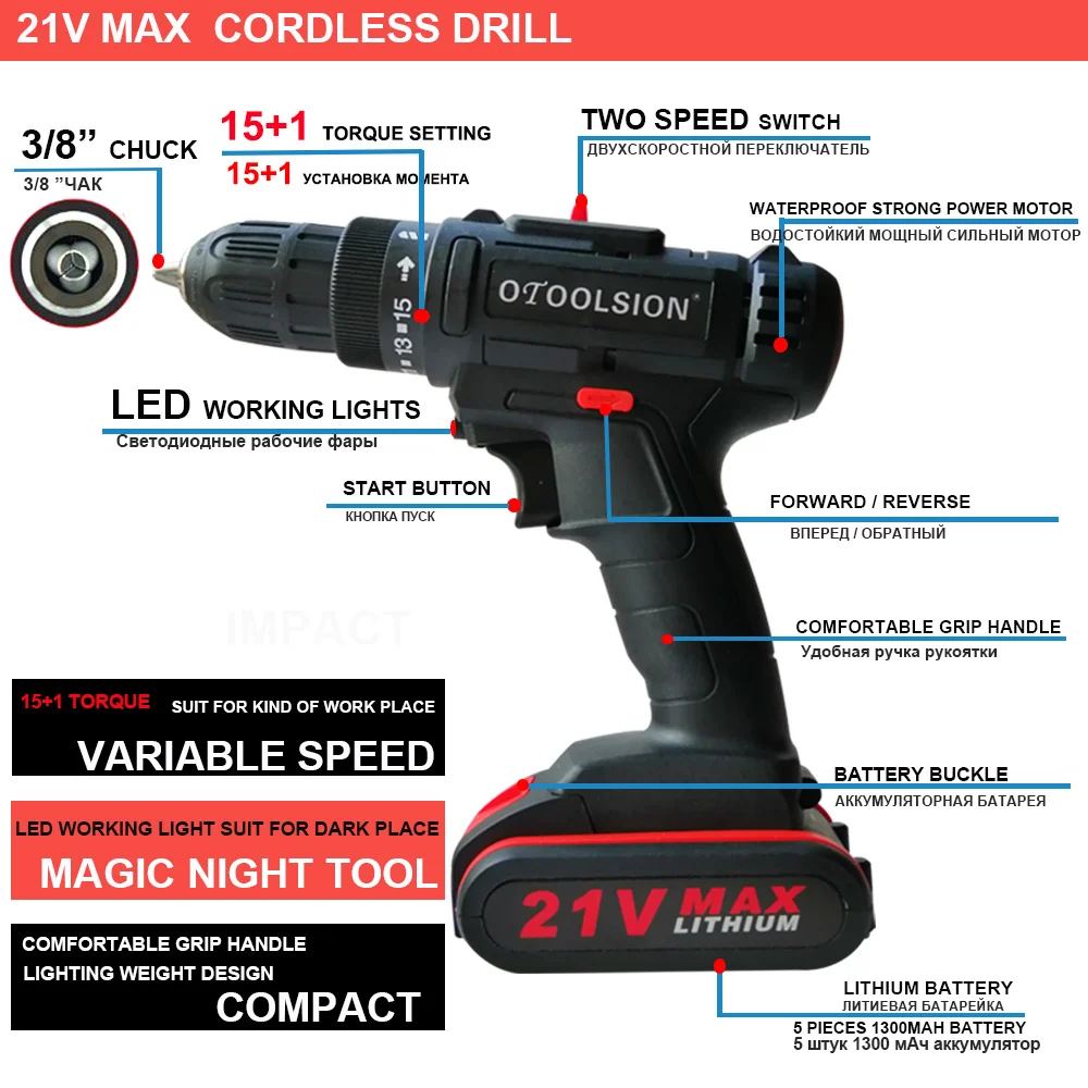 2 скорости 21 в перезаряжаемая отвертка Беспроводная отвертка Электроинструмент электрическая отвертка дрель Беспроводная+ дрель аксессуары