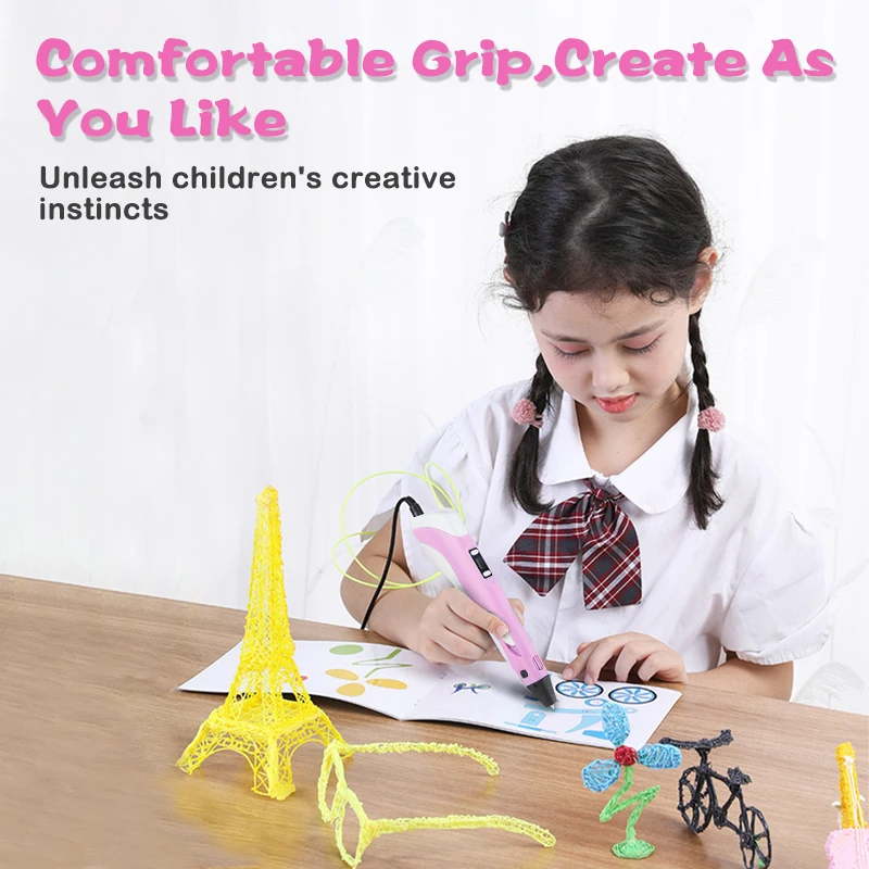 DIY 3D Pen 3D Pencil Printing Pen 1.75mm PLA Filament Pens With LED Screen Drawing For Kids Birthday Christmas Gift