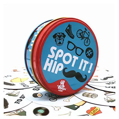 Английская версия Dobbles Spot Kaarten Het Hip настольная игра для родителей и детей Hoge Kwaliteit Оловянная металлическая коробка Gaan Camping sport - Цвет: Светло-серый