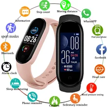 M5 mężczyźni kobiety inteligentny zegarek Sport Smartwatch monitorujący tętno Monitor ciśnienia krwi bransoletka Fitness dla androida IOS tanie tanio HAIMAITONG CN (pochodzenie) Brak Na nadgarstek Zgodna ze wszystkimi 128 MB Krokomierz Rejestrator aktywności fizycznej