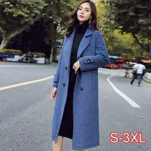 Осенне-зимнее шерстяное пальто для женщин, корейское повседневное женское длинное шерстяное пальто, теплая одежда для женщин, новинка