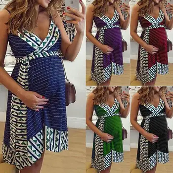 

fashion Women Pregnant Maternity Nursing Stripe Breastfeeding Summer Backless Dress beach clothes for pregnant women zome