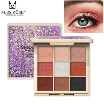 

MISS ROSE 9 Colors Eyeshadow Palette Girl Nude Matte Shiny glitter Eyeshadow Palette