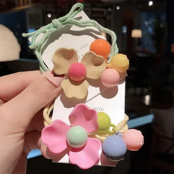 

New Girl Cute Flower Ball Crystal Elastic Hair Bands Scrunchie Tie Gum Rope Sweet Rubber Bands Fashion Hair Accessories