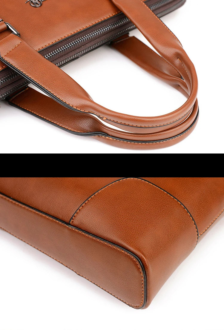 Men's Waterproof Leather Business Briefcase 14 Inch Laptop Tablet Leather Shoulder Bag Messenger Bag Men's Bag Tote