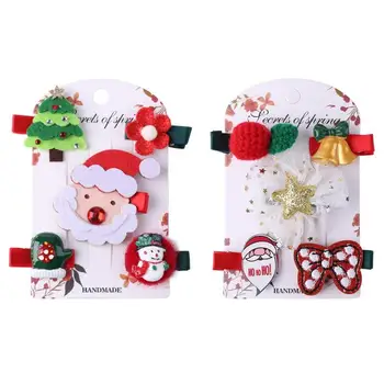 

5pcs Xmas Duckbill Hair Clip Christmas Santa Claus Hairpin Baby Girl Headdress Decor Baby Girl Gifts Presents Party Decoration