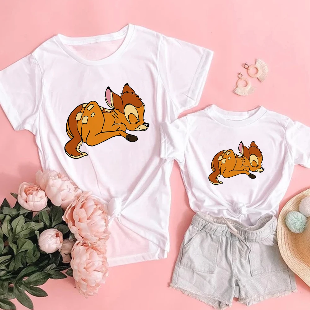 Disney Bambi Deer Children Tshirt Daddy Son T Shirt Mommy Daddy and Baby Kids Family Matching Clothes Outfit father and son matching outfits Family Matching Outfits