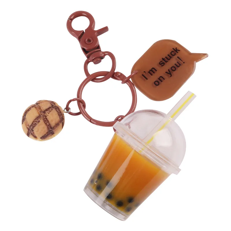 Details about   Creative Unique Milk Tea Bubble Key Chains Personality Drink Girl Funny Jewelry; 
